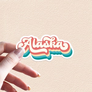 Alaska Sticker Retro Rainbow State Decal United States Waterproof Vinyl Stickers