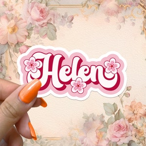 Sakura Aufkleber Benutzerdefinierte Name Retro rosa Blume Blumen wasserdicht Vinyl Aufkleber Kirschblüte personalisierte Geschenke Kawaii Japan Aufkleber