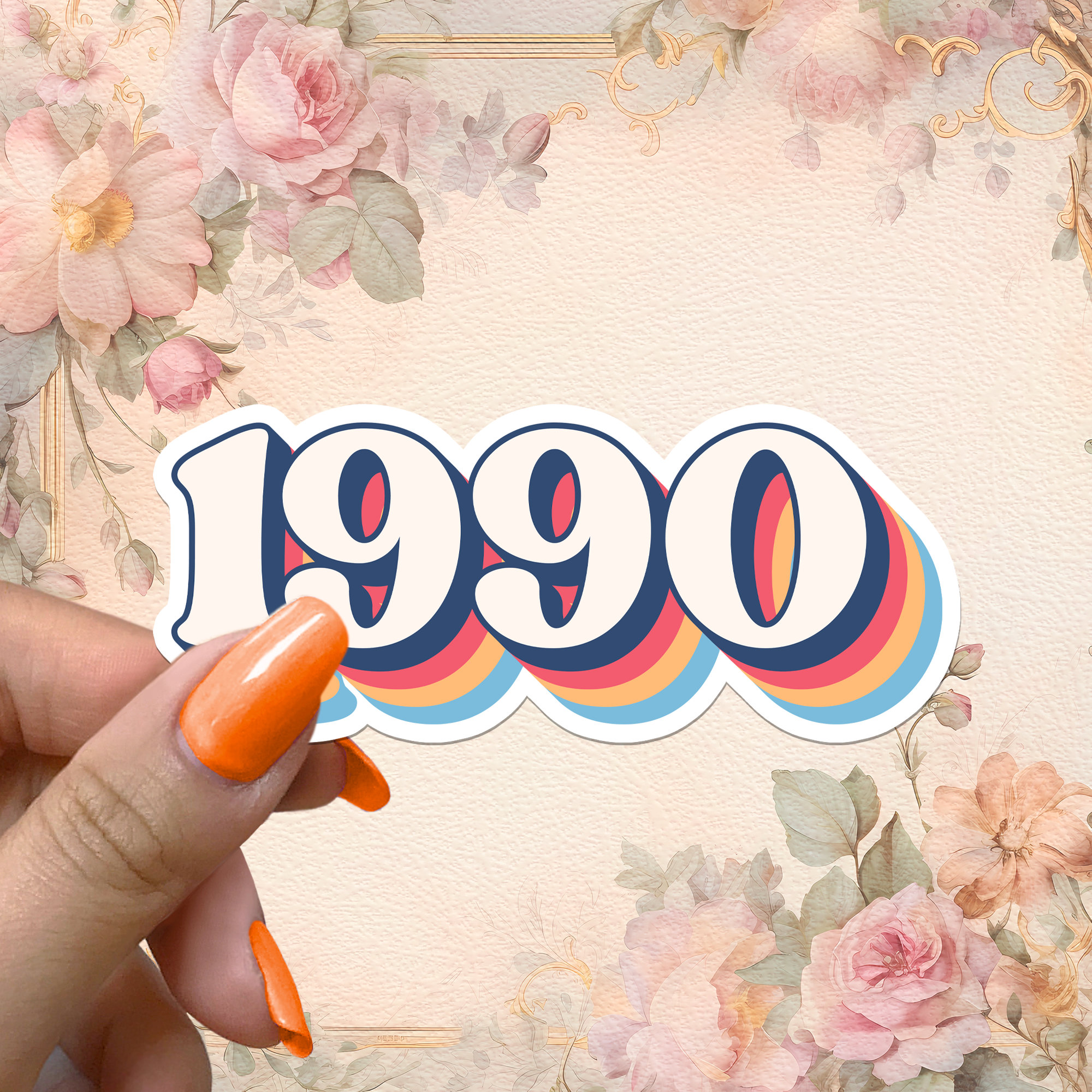 1990 Sticker Year Retro Vintage Groovy Hippie 90s Waterproof Vinyl ...