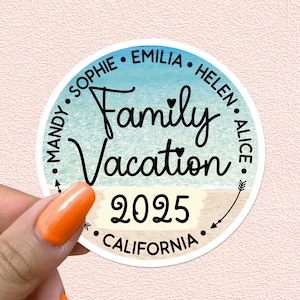 Adesivo personalizado para família Férias Viagem Praia Mar Adesivos de vinil à prova d'água