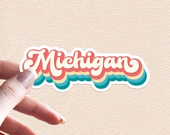 Michigan Sticker Retro Rainbow State Decal United States Waterproof Vinyl Stickers
