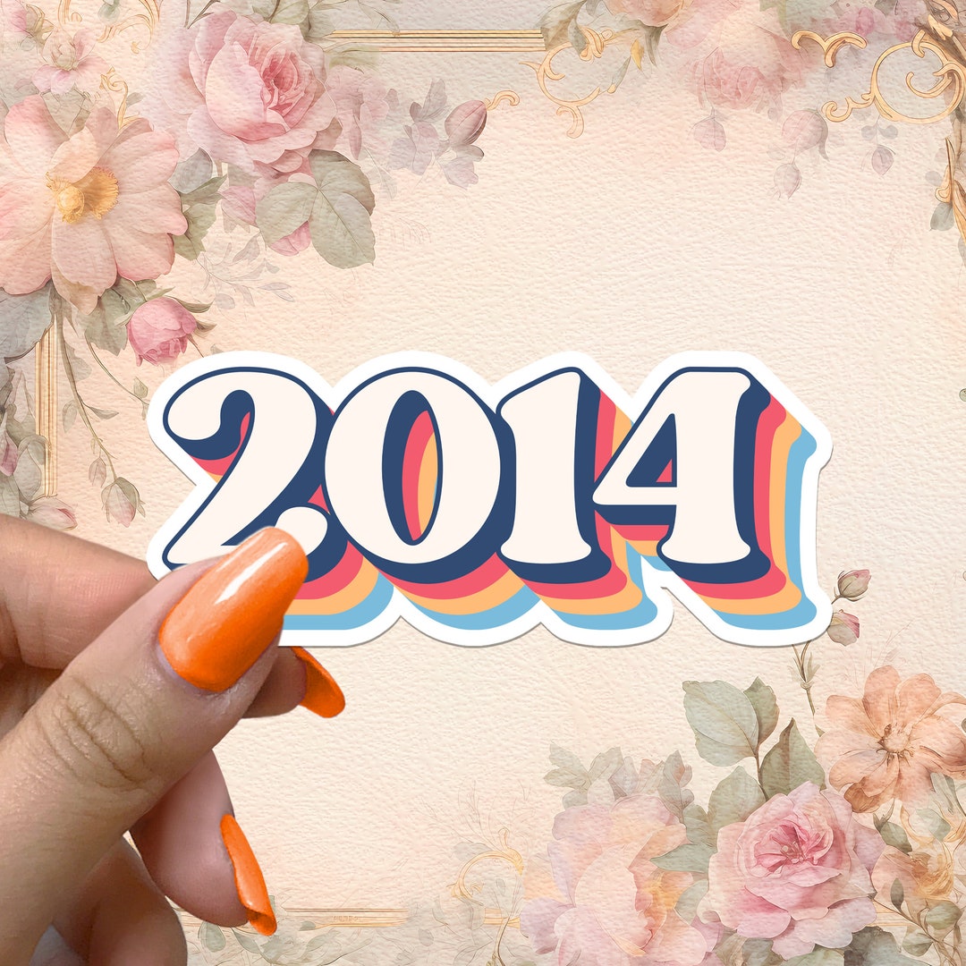 2014 Sticker Year Retro Vintage Groovy Hippie Waterproof Vinyl Stickers ...