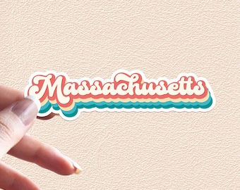 Massachusetts Sticker Retro Rainbow State Decal United States Waterproof Vinyl Stickers