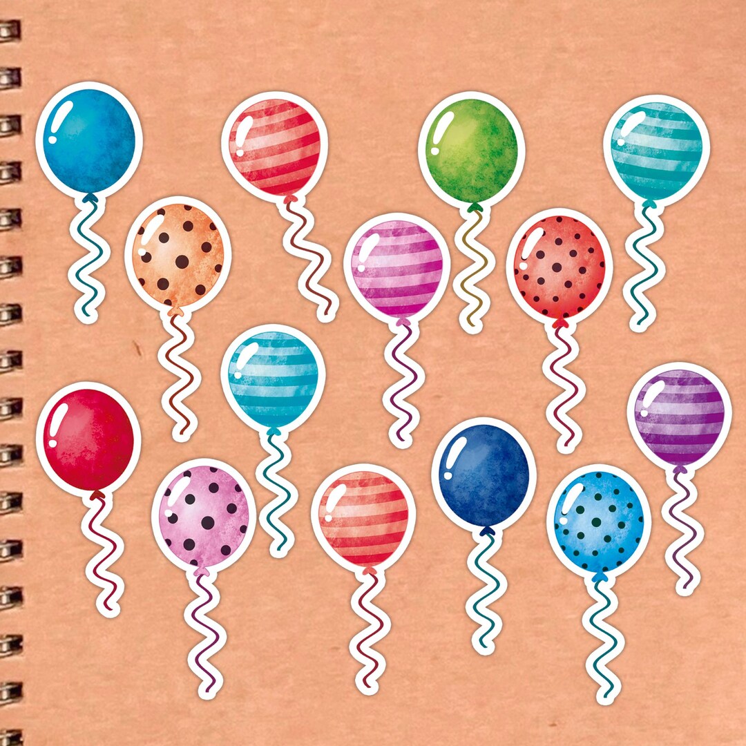 Balloons Sticker Sheet Birthday Party Decoration Mini Small Colorful ...