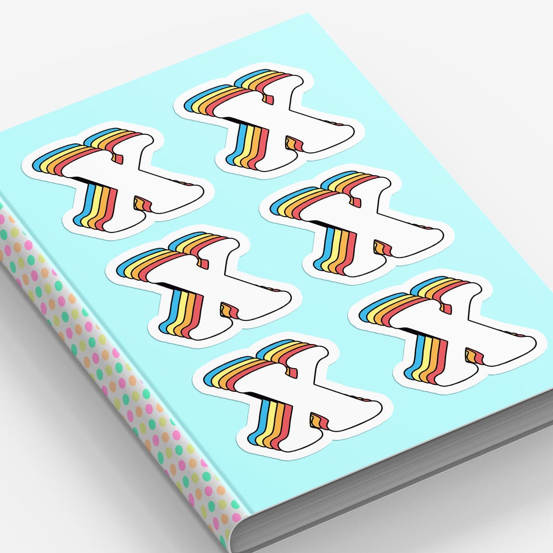 X Sticker Printable Letter X Sticker Sheet: Waterproof Vinyl Initial Monogram Decal Retro ...
