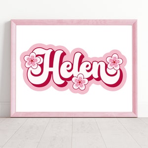 Custom Name Sakura Cherry Blossom Print: Japanese Kawaii Wall