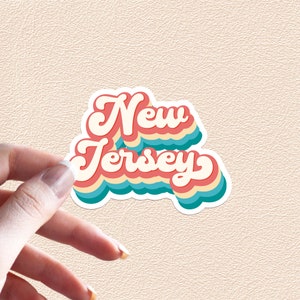 New Jersey Sticker Retro Rainbow State Decal United States Waterproof Vinyl Stickers