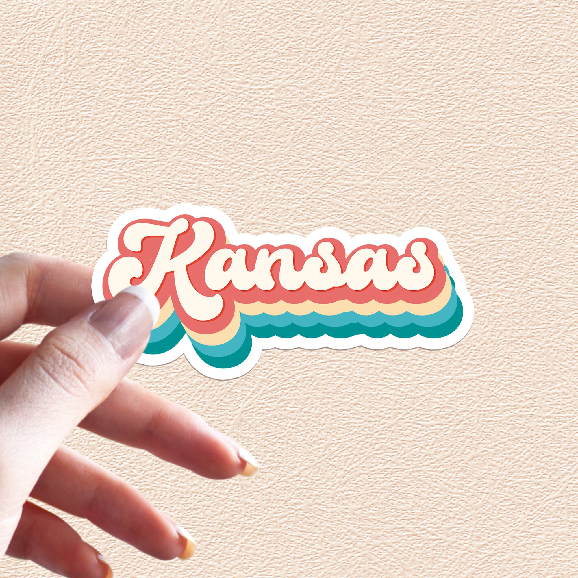 Sticker Sheet Kansas Kansas Sticker Retro Rainbow State Decal United States Waterproof Vinyl ...