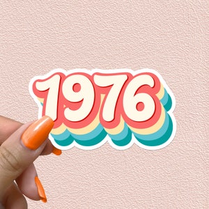 1976 Sticker Year Retro Vintage Groovy Hippie 76 Waterproof Vinyl Stickers Personalized Gifts