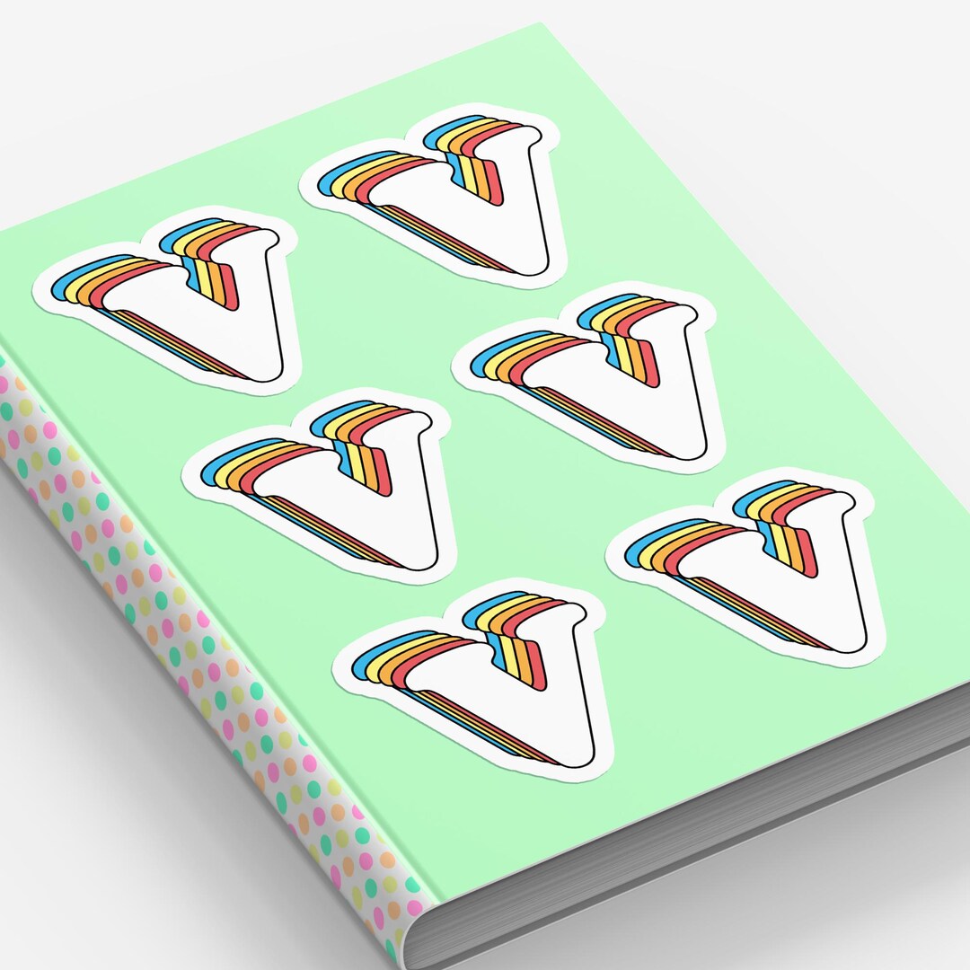 Letter V Sticker Sheet: Waterproof Vinyl Initial Monogram Decal Retro ...