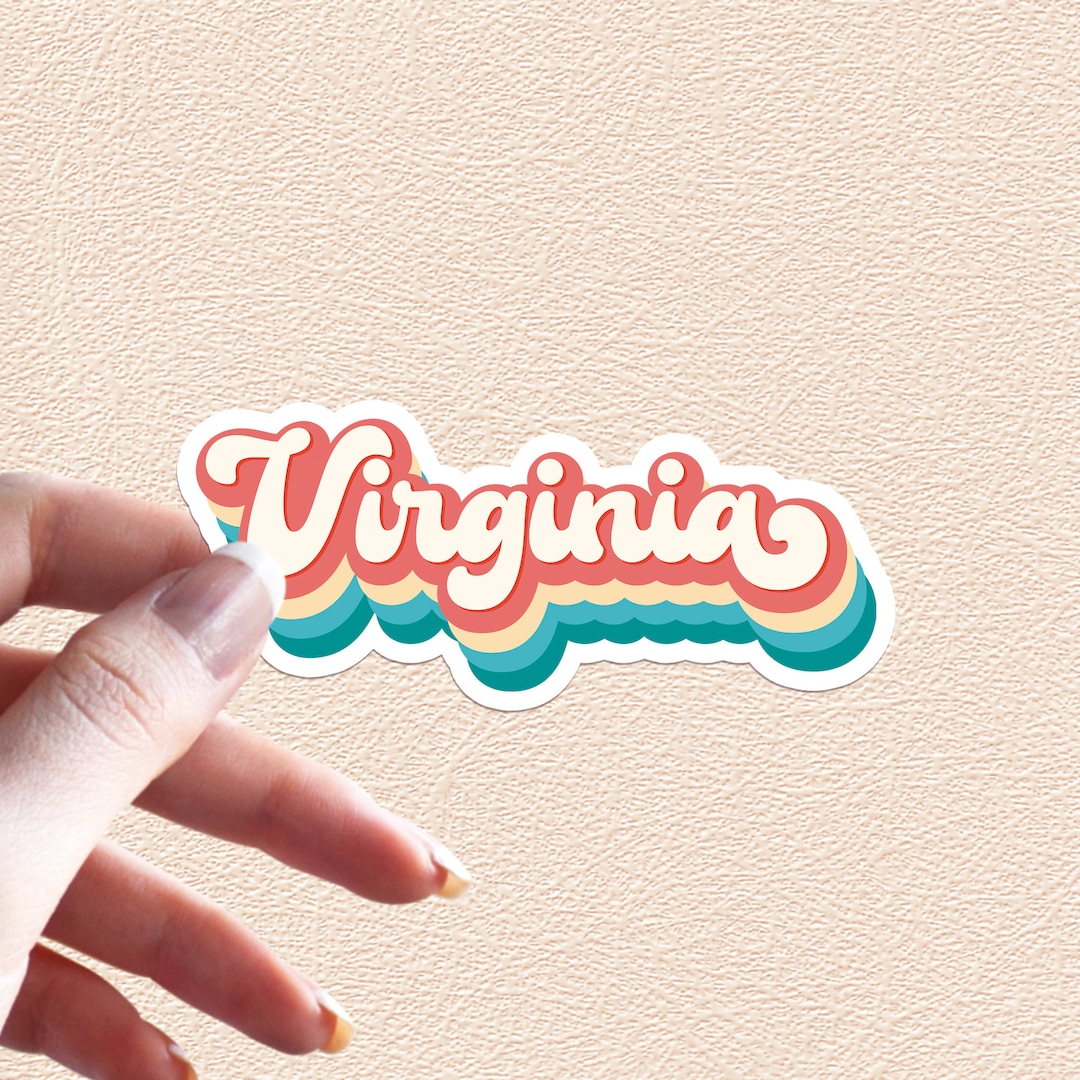 Virginia Sticker Retro Rainbow State Decal United States Waterproof ...