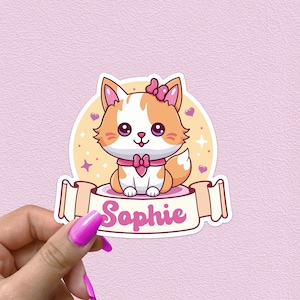 Cat Custom Sticker Name Kawaii Waterproof Vinyl Stickers Personalized Gifts