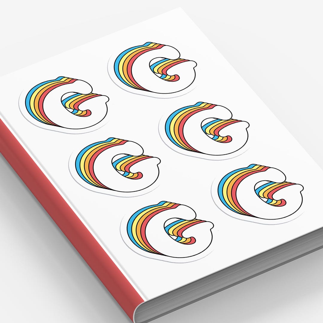 Letter G Sticker Sheet: Waterproof Vinyl Initial Monogram Decal Retro ...