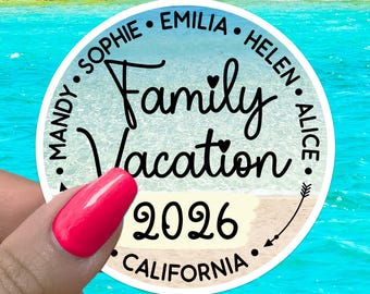 Family Custom Sticker Vacay Travel Beach Sea Waterproof Vinyl Stickers