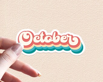 October Sticker Month Retro Rainbow Decal Waterproof Vinyl Stickers