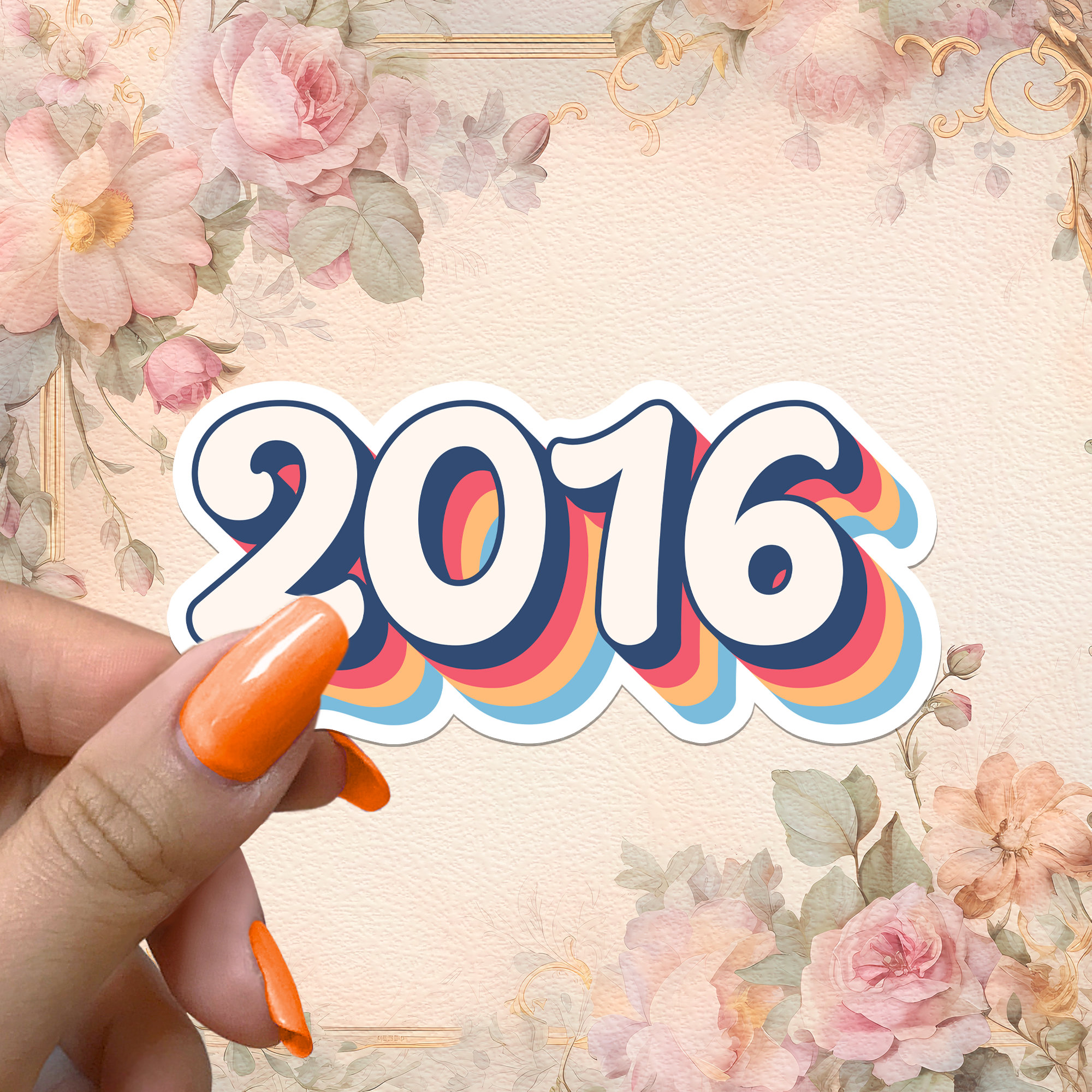 2016 Sticker Year Retro Vintage Groovy Hippie Waterproof Vinyl Stickers ...