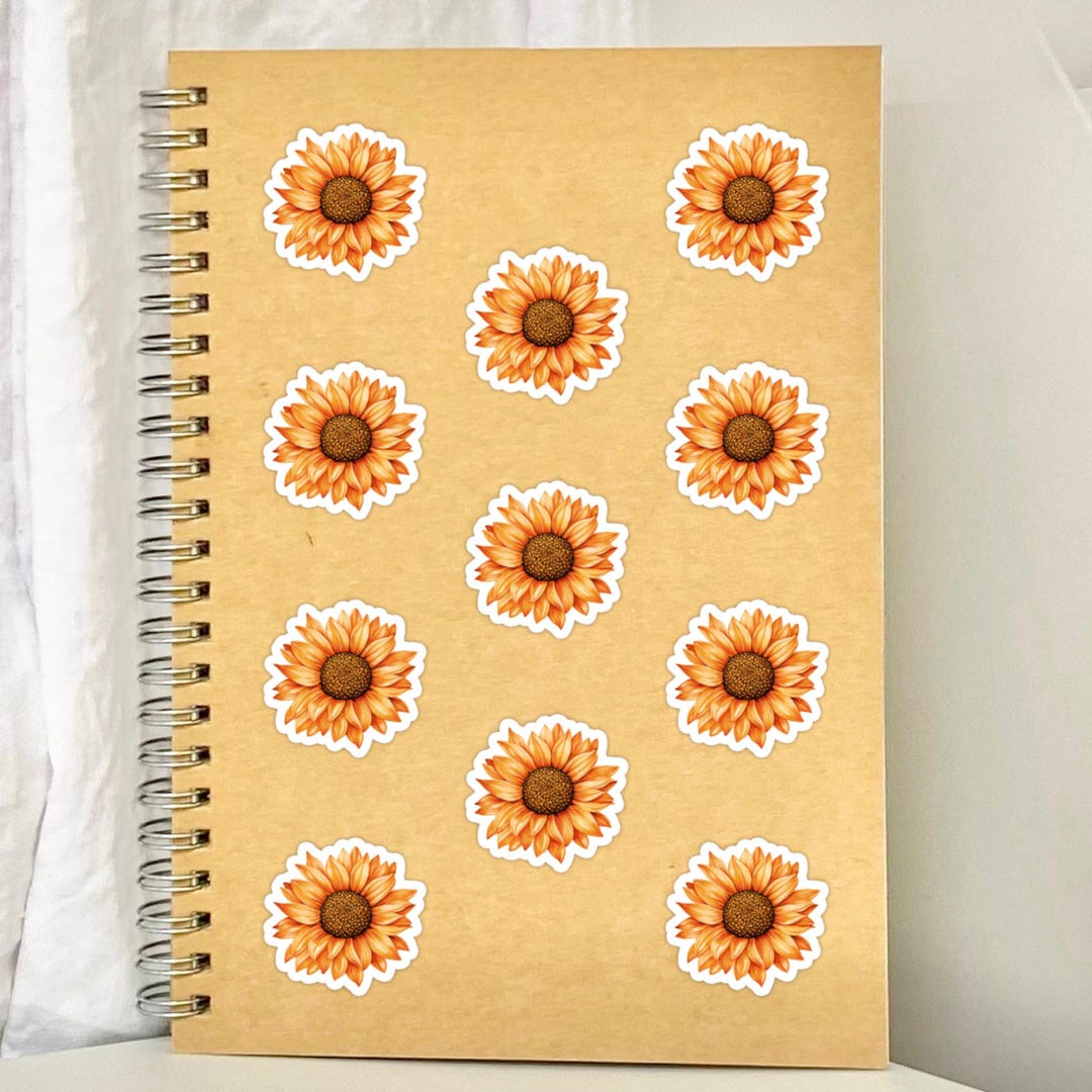 Sunflower Sticker Sheet: Waterproof Floral Decals - Etsy
