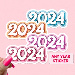 2024 Sticker Year Hippie Groovy 70s Waterproof Vinyl Stickers