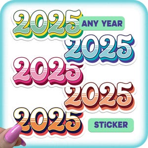 2025 New Year Stickers: Retro Waterproof Vinyl Decals