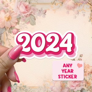 Stickers vinyles imperméables roses vintage vintage 2024 ans