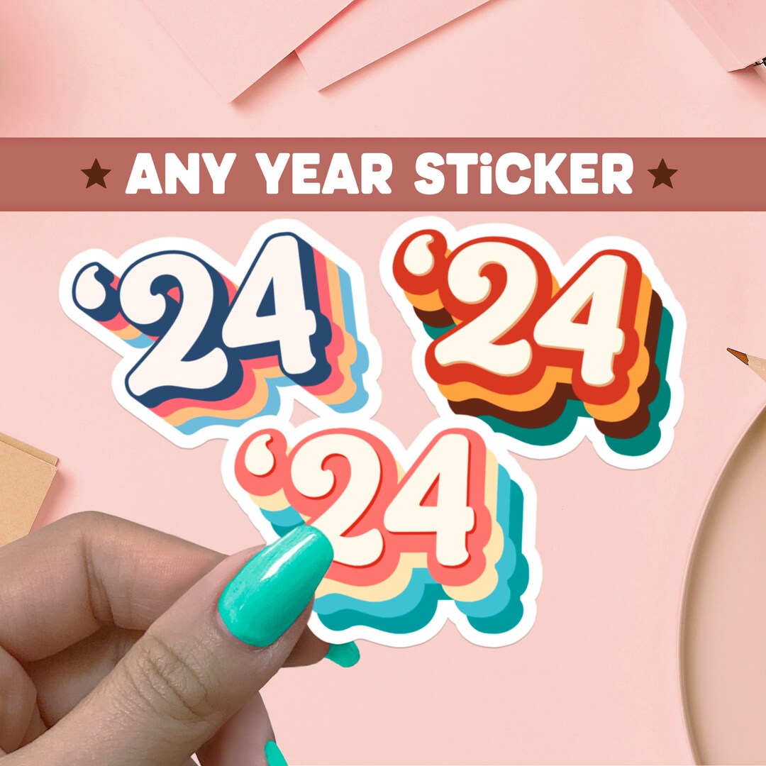 2024 Sticker Year Hippie Groovy Retro Vintage 70s Waterproof Vinyl ...