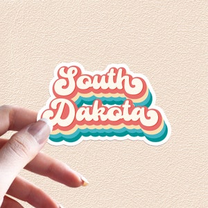 South Dakota Sticker Retro Rainbow State Decal United States Waterproof Vinyl Stickers