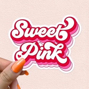 Custom Pink Name Sticker: Retro Valentine's Day Waterproof Decal