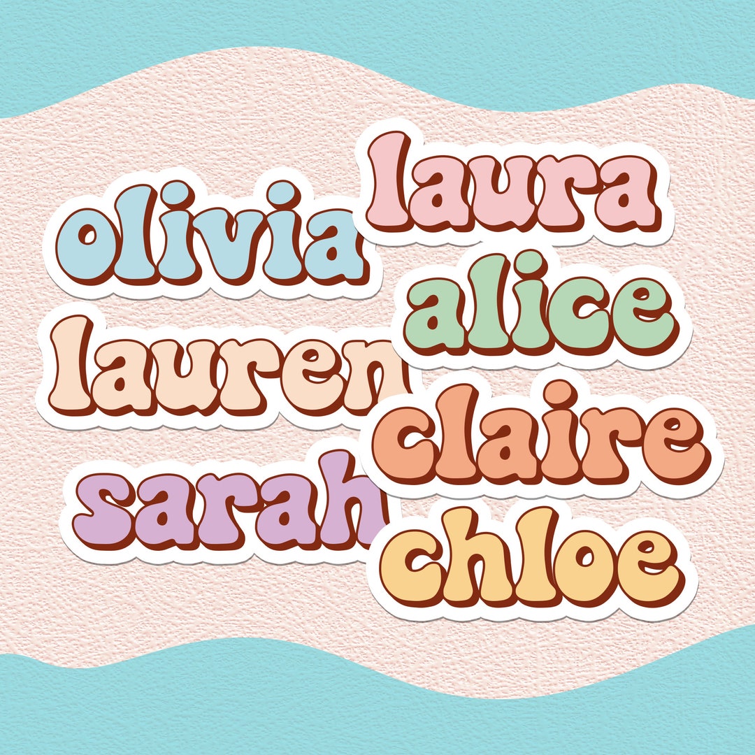Custom Name Stickers: Retro Groovy Waterproof Decals - Etsy