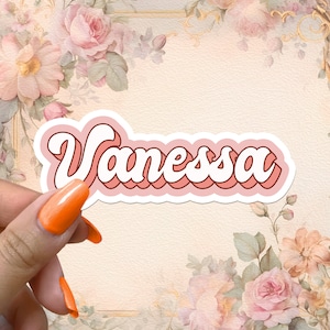 Custom Sticker Name Text Retro Groovy 70s Vintage Waterproof Vinyl Stickers Personalized Gifts