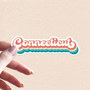 Connecticut Sticker Retro Rainbow State Decal United States Waterproof Vinyl Stickers