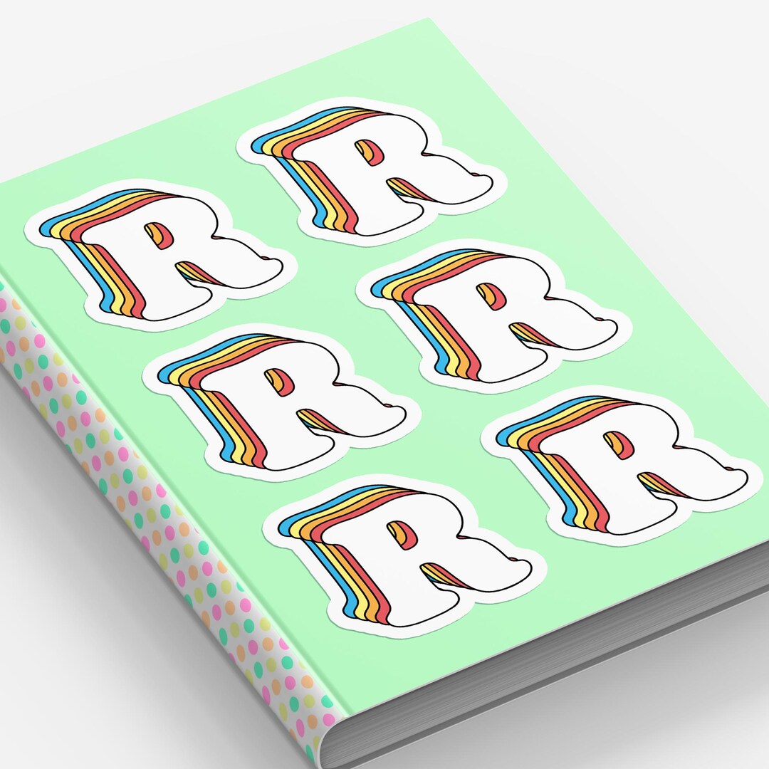 Letter R Sticker Sheet: Waterproof Vinyl Initial Monogram Decal Retro ...