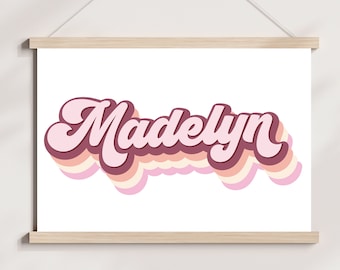 Custom Name Poster: Retro Coquette Nursery Decor