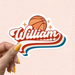 Basketball Name Retro Individueller Aufkleber Wasserdichte Vinyl Aufkleber Personalisierte Geschenke
