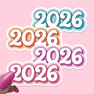 2026 Sticker Year Waterproof Decal 26 New Year Decoration Retro Decor Happy New Year Gift Journal Planner Groovy Sticker Favors