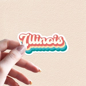Illinois Sticker Retro Rainbow State Decal Verenigde Staten waterdichte vinylstickers