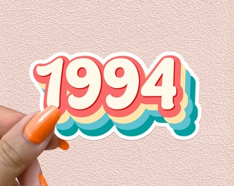1994 Sticker Year Retro Vintage Groovy Hippie 94 Waterproof Vinyl Stickers Personalized Gifts