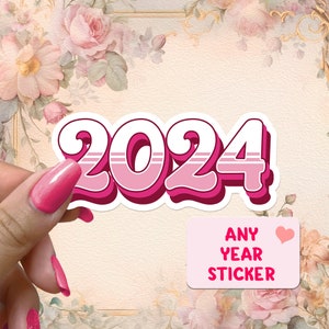 Stickers vinyles imperméables roses vintage vintage 2024 ans