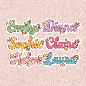 Custom Sticker Name Personalized Decal Floral Flowers Stickers for Water Bottle Waterproof Cute Label Stickers for Cup Party Favors