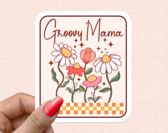 Groovy Mama Quote Sticker Flowers Mom Waterproof Vinyl Stickers Mothers day gift