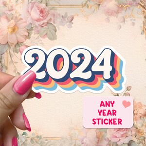 2024 Stickerjaar retro vintage waterdichte vinylstickers