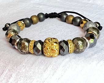 Men’s beaded bracelet, Men’s gray bracelet, Gift for him, Men’s dragon bracelet, Golden bracelet, Fashion men’s bracelet, unisex bracelets