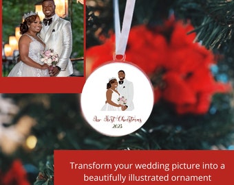 2023 Personalized Wedding Picture Christmas Ornament | Custom Digital Photo Portrait | First Christmas, Married Ornaments, Mr and Mrs