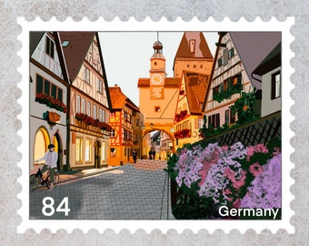 Germany Travel Stamp Sticker | Berlin, Munich, Frankfurt, Village, Oktoberfest | Destination & Vacation Decal | Suitcase, Laptop, Scrapbook