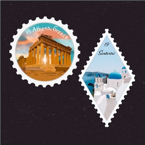 Pegatinas de viaje a Grecia / Grecia, Partenón, Santorini, Éfeso, Atenas / Calcomanía de destino y vacaciones / Maleta, computadora portátil, álbum de recortes