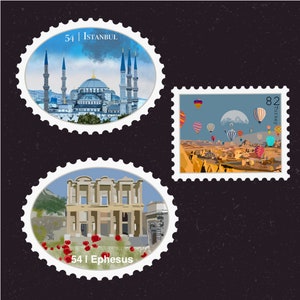 Türkei Reisestempel Aufkleber | Istanbul, Hagia Sophia, Blaue Moschee, Kappadokien, Ephesos | Urlaubs-Aufkleber | Koffer, Laptop