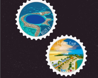Belize Travel Stamp Sticker | Central America, Barrier Reef, Belmopan,Caribbean | Destination & Vacation Decal | Suitcase, Laptop, Scrapbook