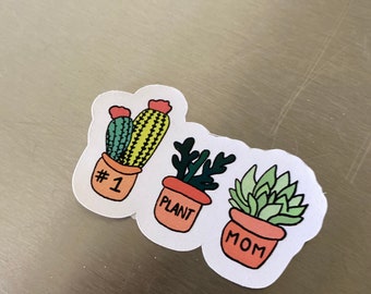 Plant Mom Sticker | Plants | Gardening Sticker | Succulents | Cactus | Cacti | Plant Mom Gift | Woman & Teen Gift | Water Bottle Sticker