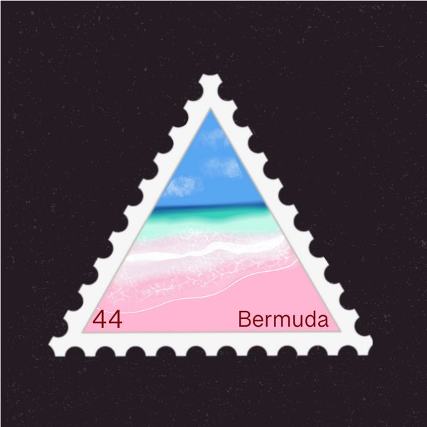 Bermuda Travel Stamp Sticker | Pink Sand Beach, Hamilton, Horseshoe Bay | Destination & Vacation Decal | Suitcase, Laptop, Scrapbook