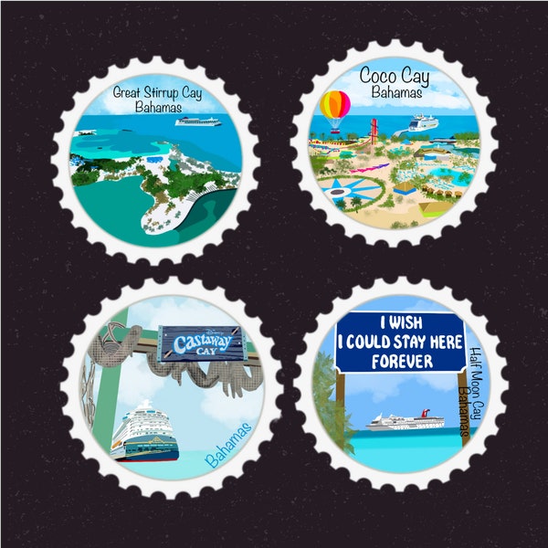 Bahamas Port of Call | Castaway Cay, Coco Cay,  Great Stirrup Cay, Half Moon Cay | Vacation Destination Decal | Suitcase, Scrapbook, Journal