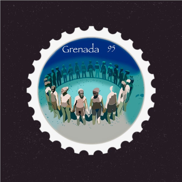 Grenada Travel Stamp Sticker | Caribbean, Saint George's, Grand Anse Beach | Vacation & Destination Decal | Suitcase, Scrapbook, Laptop